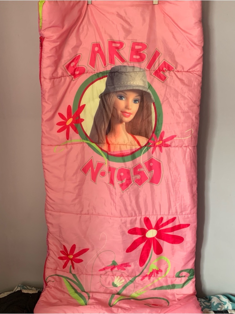 Vintage Barbie Sleeping Kids Sleeping Bag Camping Sleepover Slumber Party